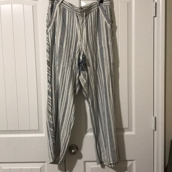Pants & Jumpsuits | Blue And White Striped Linen Pants | Poshmark
